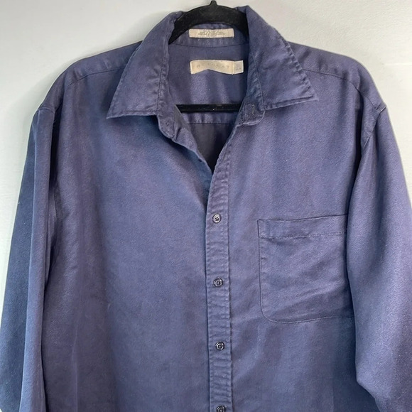 VINTAGE 90s Retreat Men’s Navy Blue Chamois  Microfibre Boxy Shirt Size M 15.5 - Picture 3 of 13